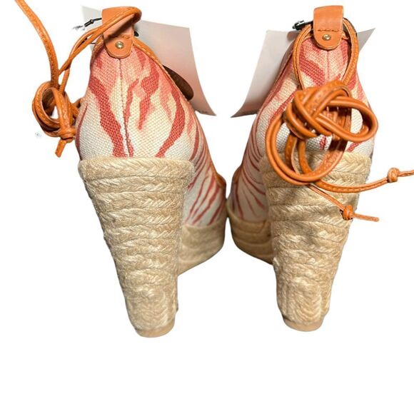 NIB Sergio Rossi Tiger Print Canvas Wedge Sandals - Picture 4 of 14